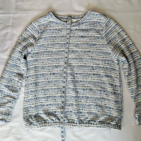 Loft Womens Crew Neck Cotton Blend Lightweight White & Blue Sweater Size M EUC - Picture 10 of 11